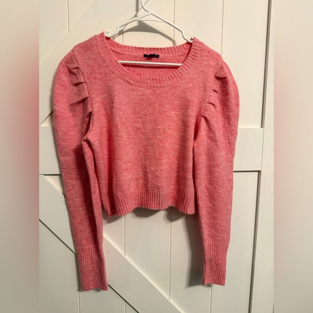 Wild Fable Coral Crew Neck Sweater XL Pink Puff Sleeve